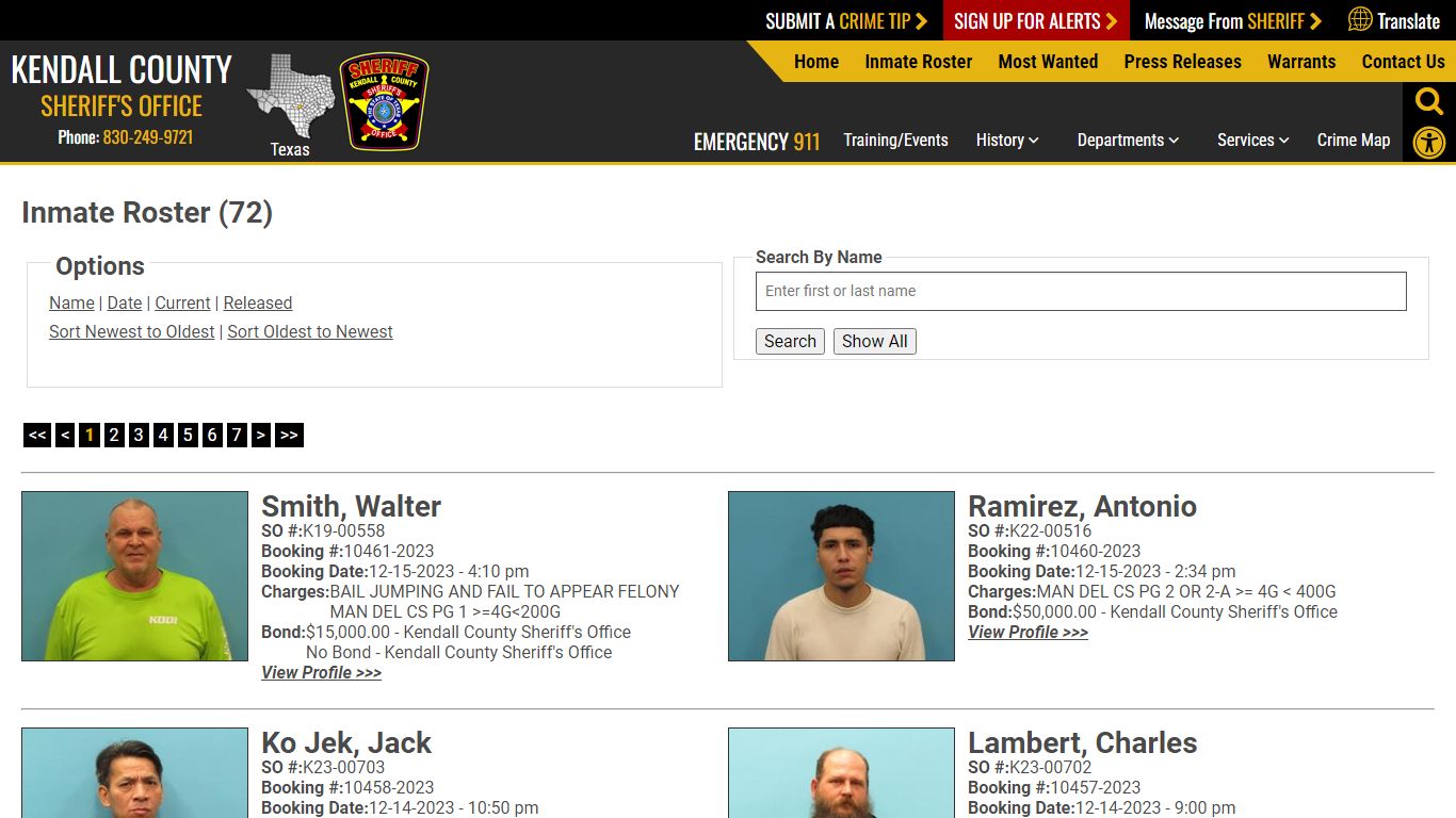Inmate Roster - Current Inmates Booking Date Descending - Kendall ...